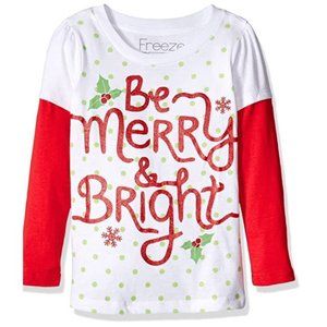 Christmas Little Girls' Long Sleeve T-Shirt, Be Merry & Bright, Size 4T